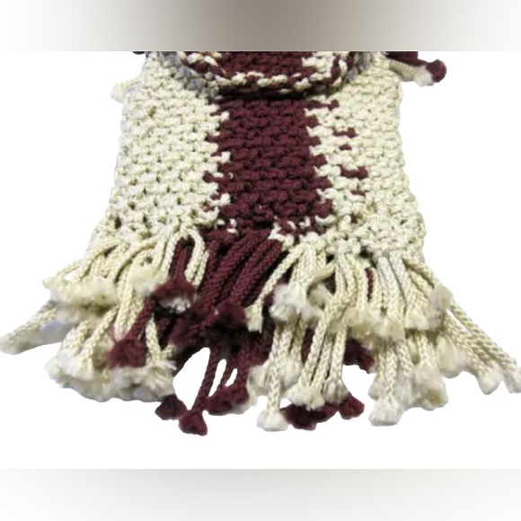 Vintage Macrame Fringed Purse Cream Brown Handbag - Picture 4 of 5